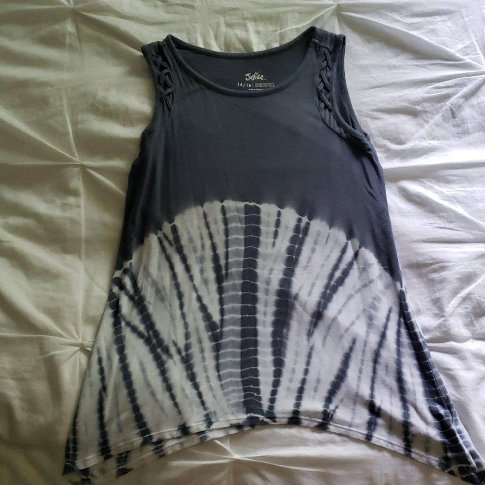 Justice14/16 Blue and White tye dye flowy tank top